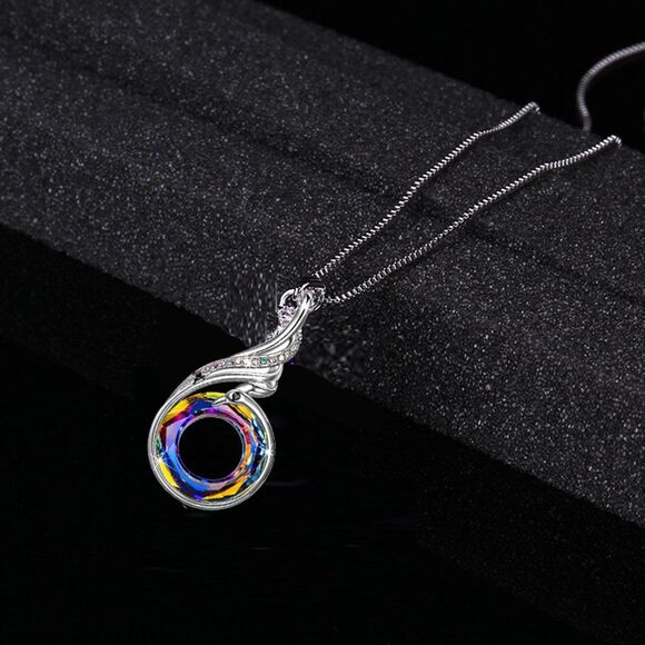 925 Sterling Silver PHOENIX Crystal Necklace, Swarovski Crystal Necklace - Picture 4 of 5